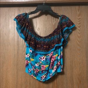 Off the Shoulder Floral Multicolored Top